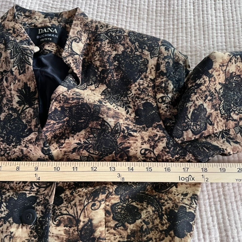 Dana Buchman Petite Women's‎ Blazer Jacket Floral Print Linen Blend - Picture 12 of 14